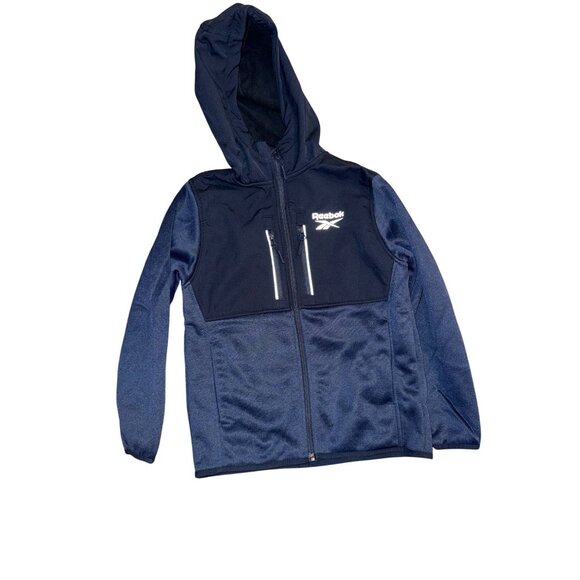 Reebok Boys Hooded Jacket With Full Zip Closure - Size M Navy - Polyeste